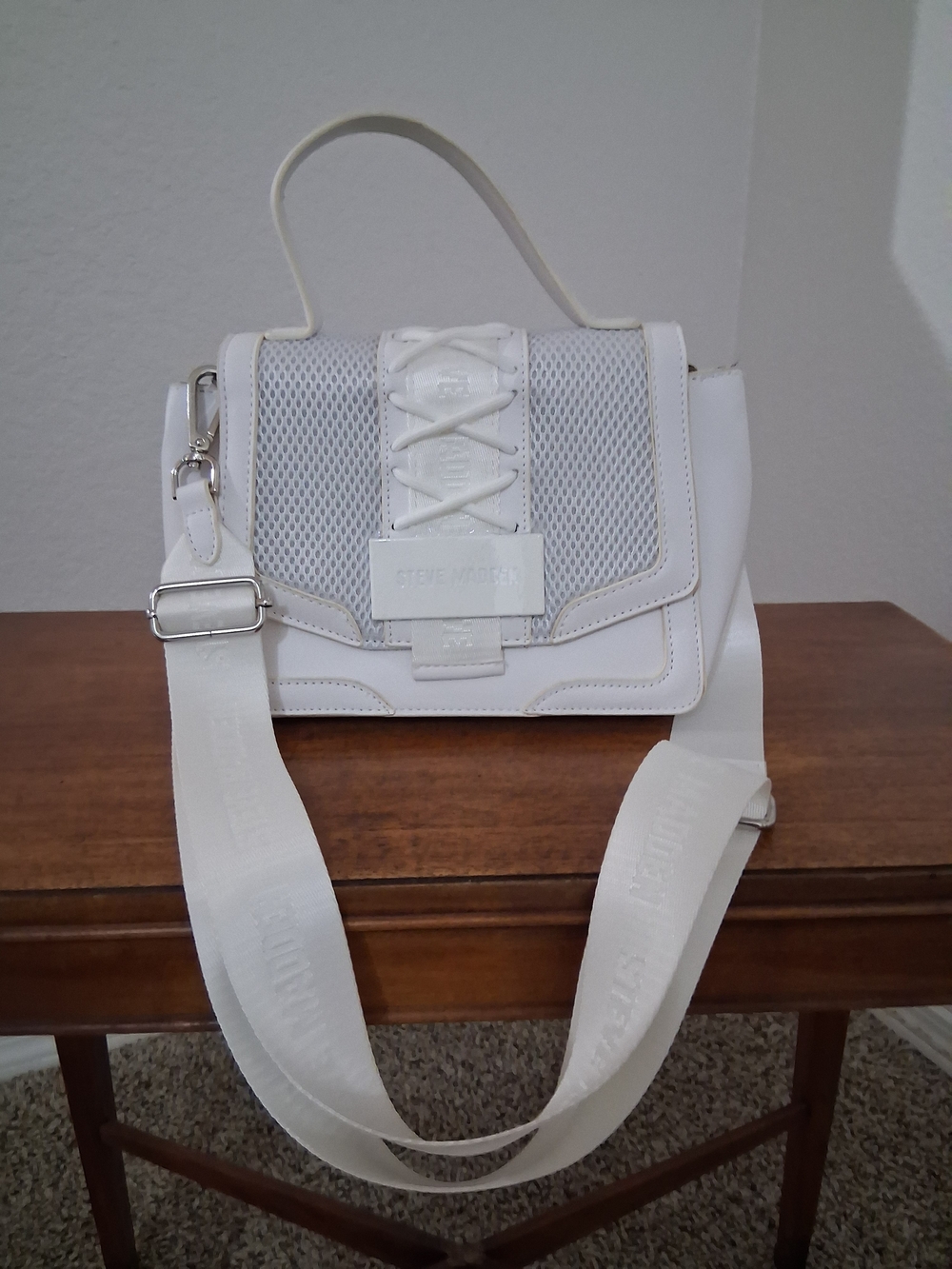 Steve Madden White Structured Crossbody Bag